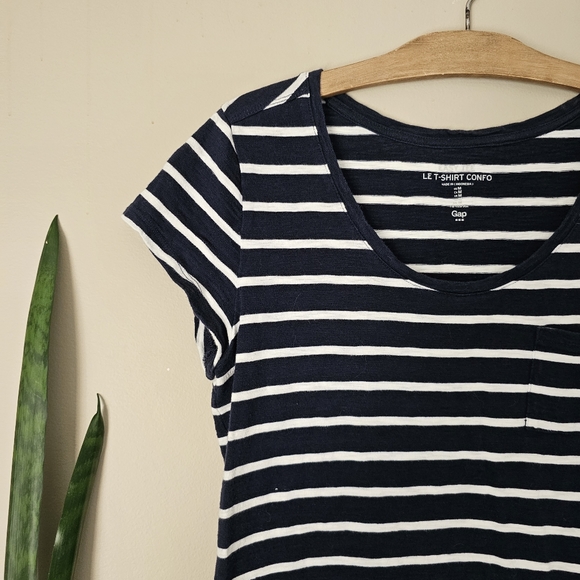 GAP | Navy Blue & White Nautical Striped Long Tee Shirt Dress - Picture 7 of 9